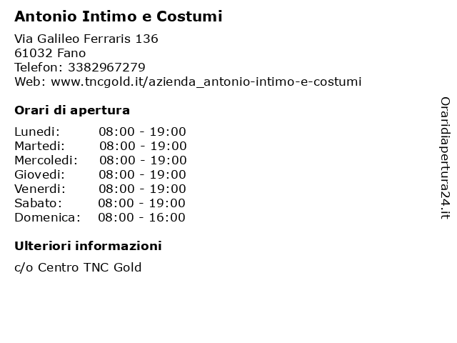 Antonio Intimo e Costumi a Fano: indirizzo e orari di apertura