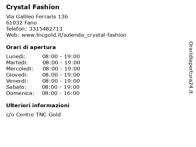 Crystal Fashion a Fano: indirizzo e orari di apertura