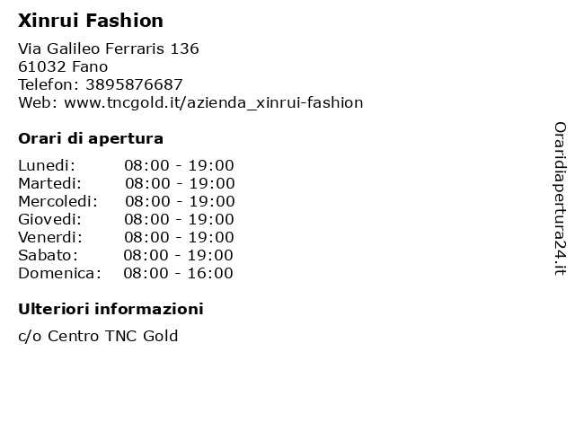Xinrui Fashion a Fano: indirizzo e orari di apertura