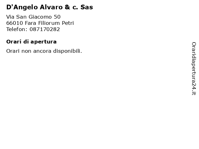 D'Angelo Alvaro & c. Sas a Fara Filiorum Petri: indirizzo e orari di apertura