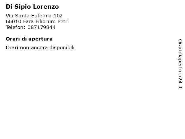 Di Sipio Lorenzo a Fara Filiorum Petri: indirizzo e orari di apertura