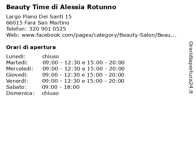 Beauty Time di Alessia Rotunno a Fara San Martino: indirizzo e orari di apertura