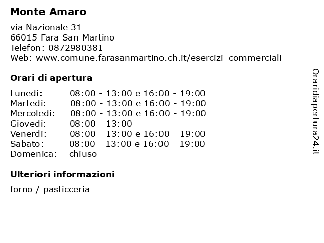Monte Amaro a Fara San Martino: indirizzo e orari di apertura