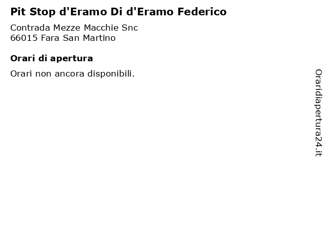 Pit Stop d'Eramo Di d'Eramo Federico a Fara San Martino: indirizzo e orari di apertura