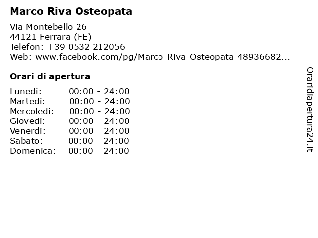Marco Riva Osteopata a Ferrara (FE): indirizzo e orari di apertura