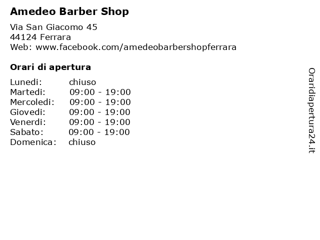Amedeo Barber Shop a Ferrara: indirizzo e orari di apertura