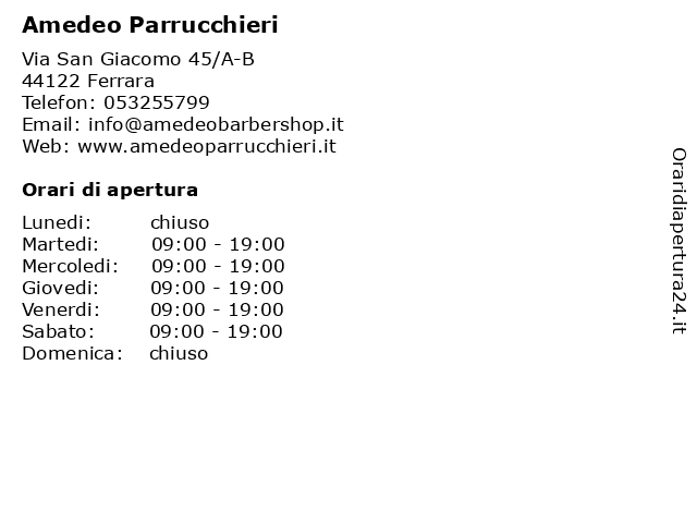 Amedeo Parrucchieri a Ferrara: indirizzo e orari di apertura