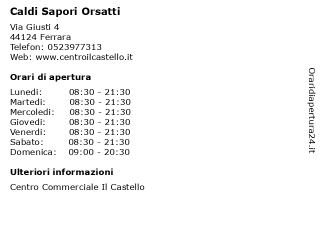 Caldi Sapori Orsatti a Ferrara: indirizzo e orari di apertura