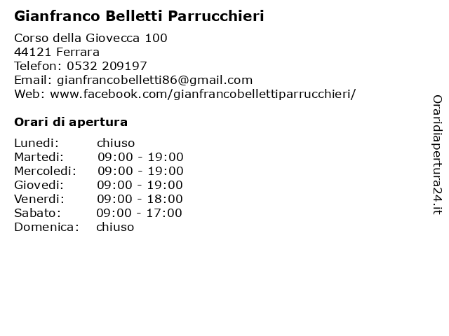Gianfranco Belletti Parrucchieri a Ferrara: indirizzo e orari di apertura