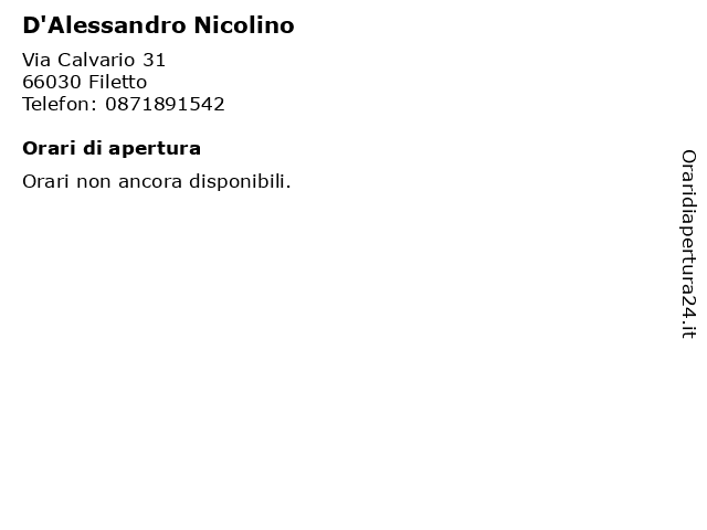 D'Alessandro Nicolino a Filetto: indirizzo e orari di apertura