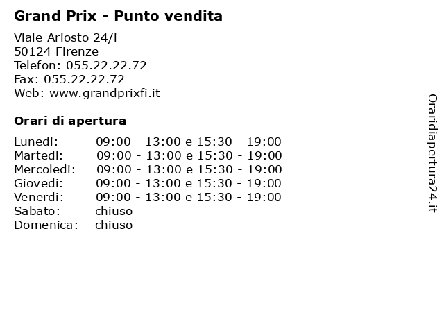 Grand Prix - Punto vendita a Firenze: indirizzo e orari di apertura