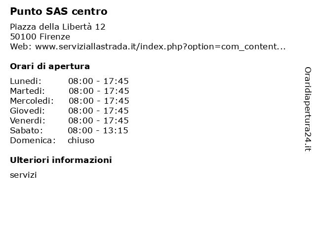Punto SAS centro a Firenze: indirizzo e orari di apertura