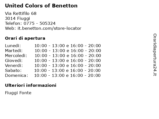 United Colors of Benetton a Fiuggi: indirizzo e orari di apertura
