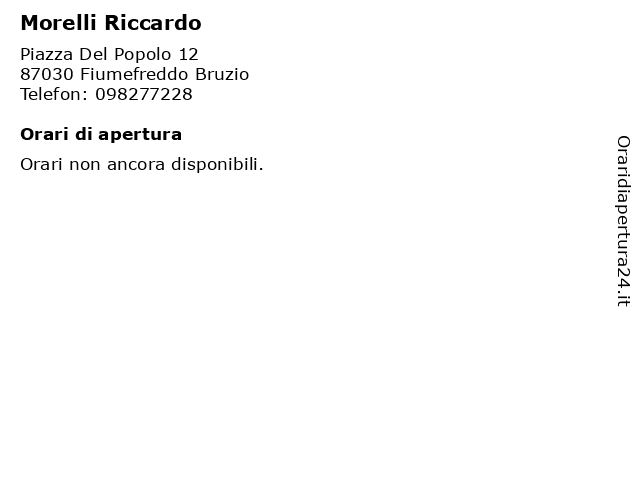 Morelli Riccardo a Fiumefreddo Bruzio: indirizzo e orari di apertura