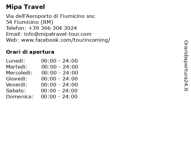 Mipa Travel a Fiumicino (RM): indirizzo e orari di apertura