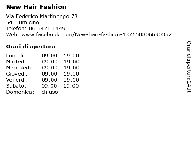 New Hair Fashion a Fiumicino: indirizzo e orari di apertura