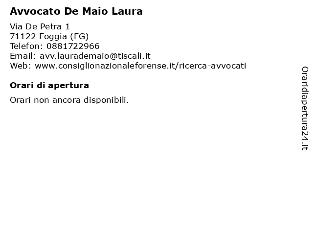 Avvocato De Maio Laura a Foggia (FG): indirizzo e orari di apertura