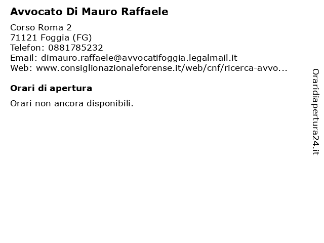 Avvocato Di Mauro Raffaele a Foggia (FG): indirizzo e orari di apertura