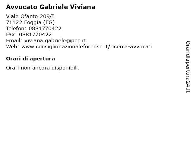 Avvocato Gabriele Viviana a Foggia (FG): indirizzo e orari di apertura