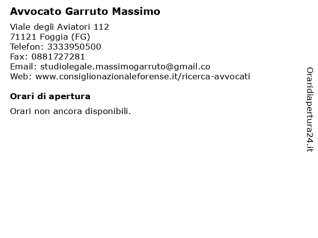 Avvocato Garruto Massimo a Foggia (FG): indirizzo e orari di apertura