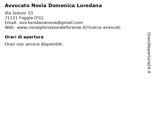Avvocato Novia Domenica Loredana a Foggia (FG): indirizzo e orari di apertura