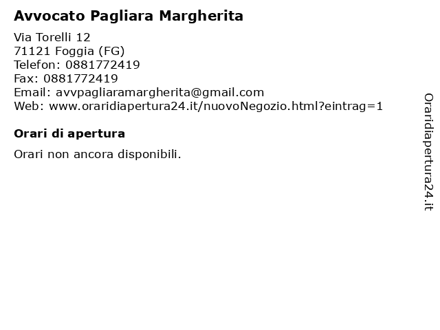 Avvocato Pagliara Margherita a Foggia (FG): indirizzo e orari di apertura