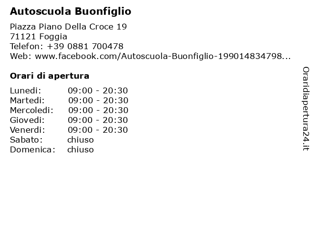 Autoscuola Buonfiglio a Foggia: indirizzo e orari di apertura