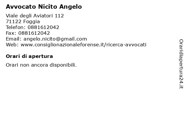 Avvocato Nicito Angelo a Foggia: indirizzo e orari di apertura