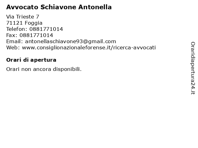 Avvocato Schiavone Antonella a Foggia: indirizzo e orari di apertura