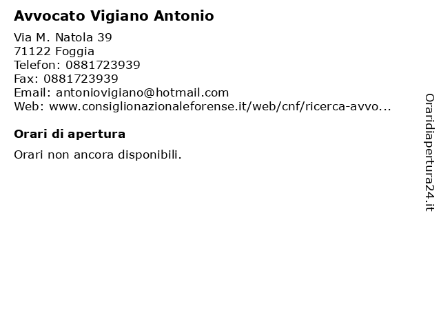 Avvocato Vigiano Antonio a Foggia: indirizzo e orari di apertura