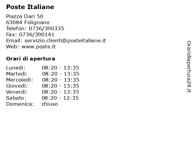 Poste Italiane a Folignano: indirizzo e orari di apertura