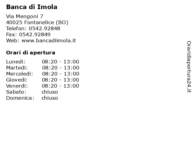 Banca di Imola a Fontanelice (BO): indirizzo e orari di apertura