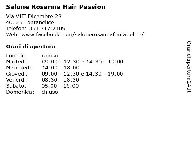 Salone Rosanna Hair Passion a Fontanelice: indirizzo e orari di apertura
