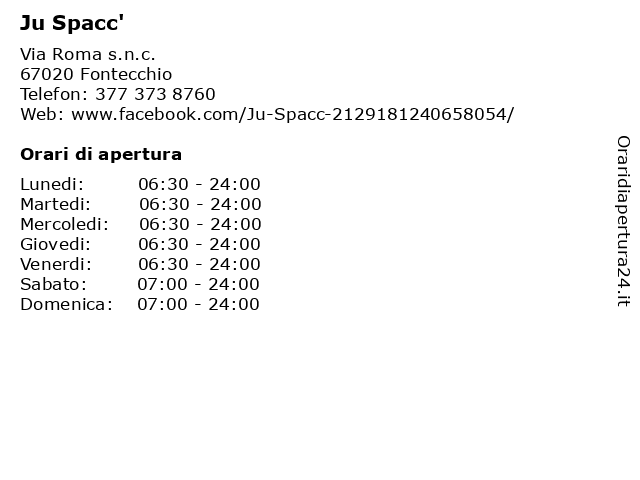 Ju Spacc' a Fontecchio: indirizzo e orari di apertura