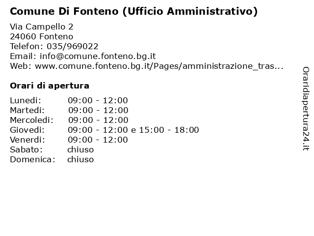 Comune Di Fonteno a Fonteno: indirizzo e orari di apertura