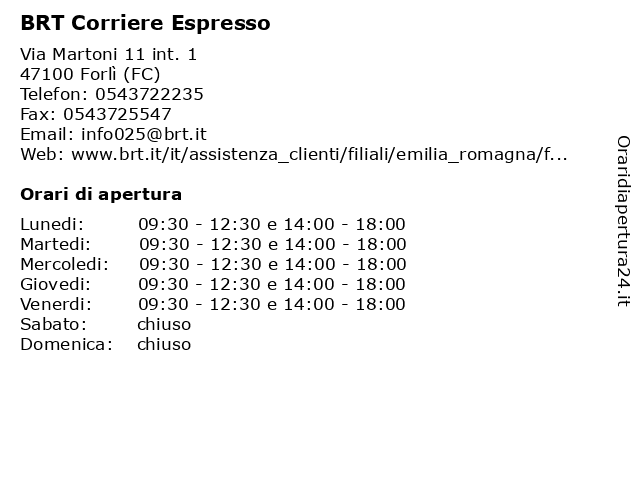BRT Corriere Espresso a Forlì (FC): indirizzo e orari di apertura