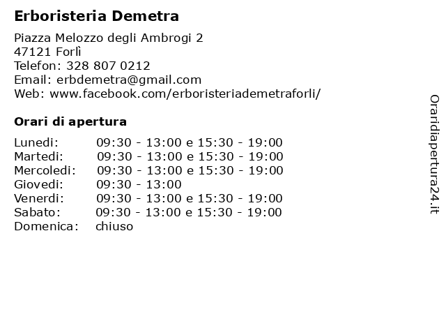 Erboristeria Demetra a Forlì: indirizzo e orari di apertura
