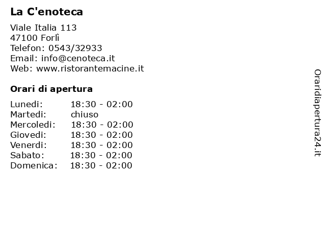 La C'enoteca a Forlì: indirizzo e orari di apertura