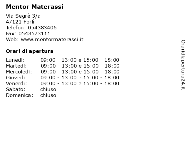 Mentor Materassi Forli.ᐅ Orari Mentor Materassi Via Segre 3 A 47121 Forli