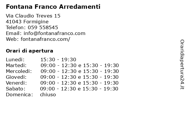 ᐅ Orari Fontana Franco Arredamenti Srl Via Treves 15 Formigine