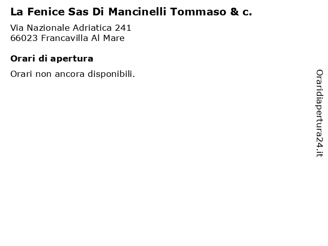 La Fenice Sas Di Mancinelli Tommaso & c. a Francavilla Al Mare: indirizzo e orari di apertura