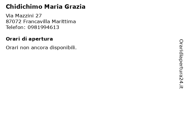 Chidichimo Maria Grazia a Francavilla Marittima: indirizzo e orari di apertura