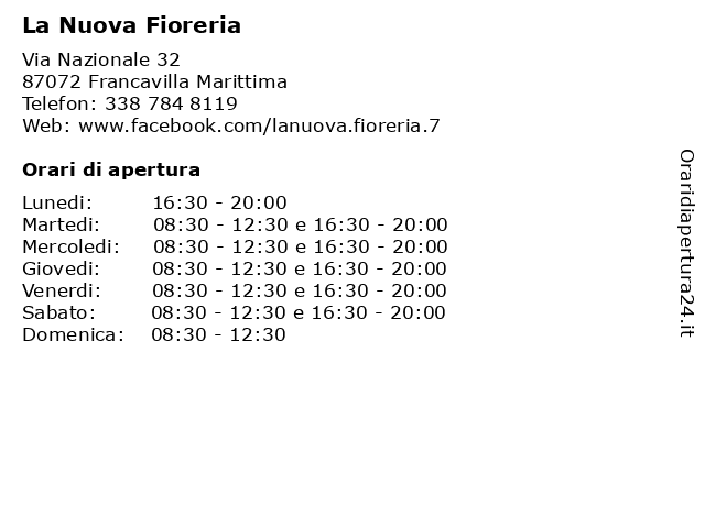 La Nuova Fioreria a Francavilla Marittima: indirizzo e orari di apertura