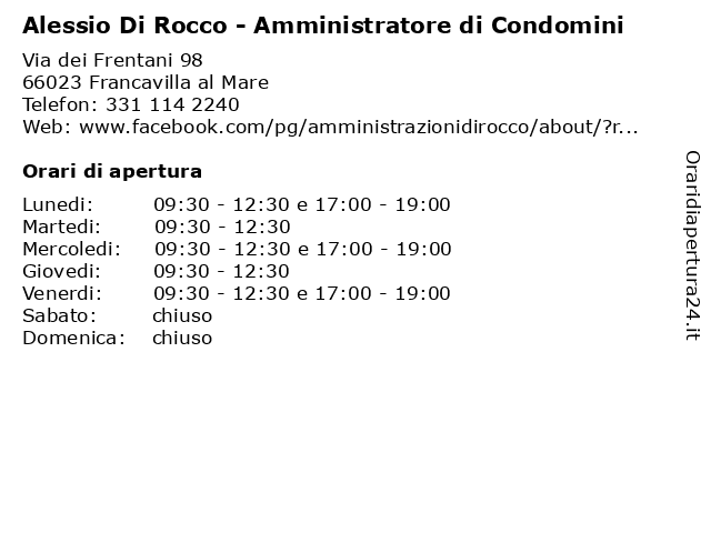 Alessio Di Rocco - Amministratore di Condomini a Francavilla al Mare: indirizzo e orari di apertura