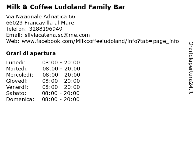 Milk & Coffee Ludoland Family bar a Francavilla al Mare: indirizzo e orari di apertura