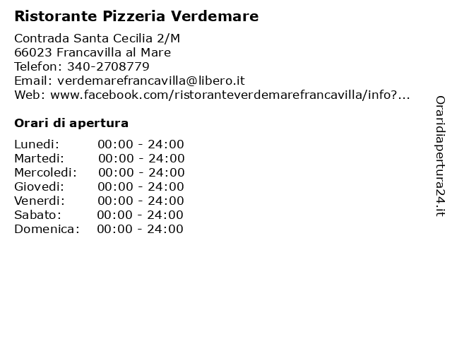 Ristorante Pizzeria Verdemare a Francavilla al Mare: indirizzo e orari di apertura