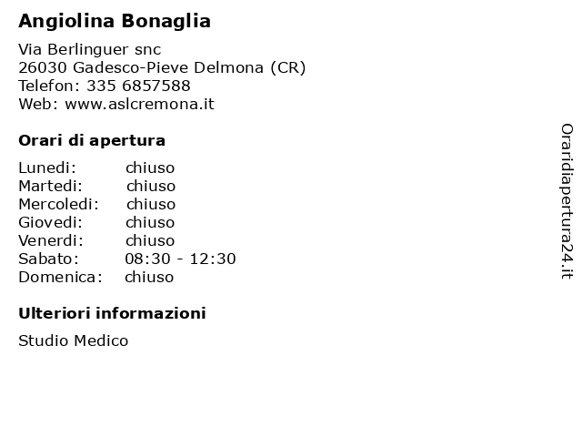 Angiolina Bonaglia a Gadesco-Pieve Delmona (CR): indirizzo e orari di apertura