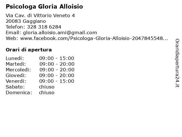 Psicologa Gloria Alloisio a Gaggiano: indirizzo e orari di apertura