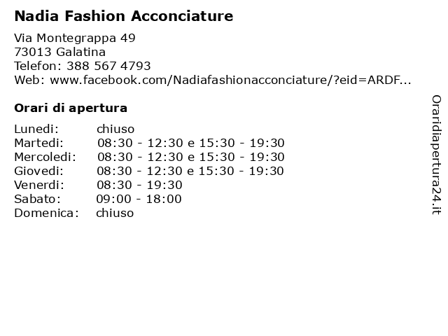 Nadia Fashion Acconciature a Galatina: indirizzo e orari di apertura
