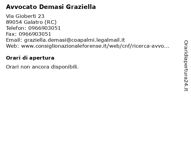 Avvocato Demasi Graziella a Galatro (RC): indirizzo e orari di apertura